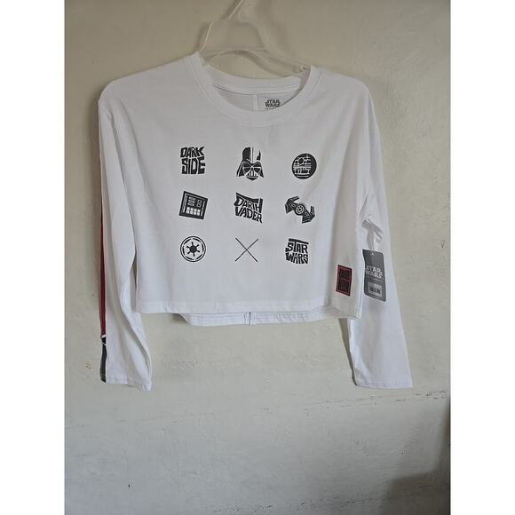 Disney Star Wars Darth Vader Dark Side White Girls Crop Top Size 11/12 New w Tag - Picture 1 of 16